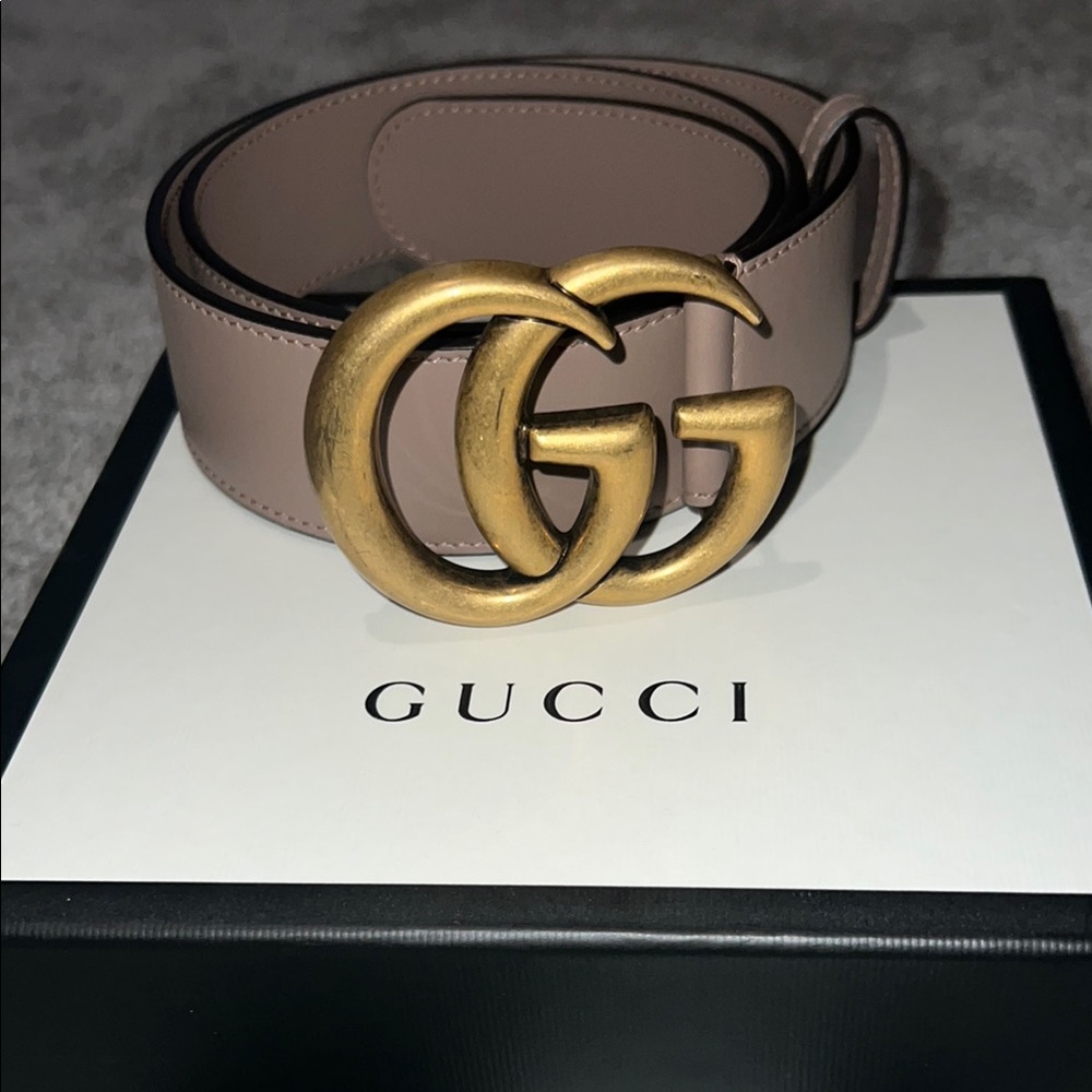 Gucci Tan Leather Belt with Gold Buckle